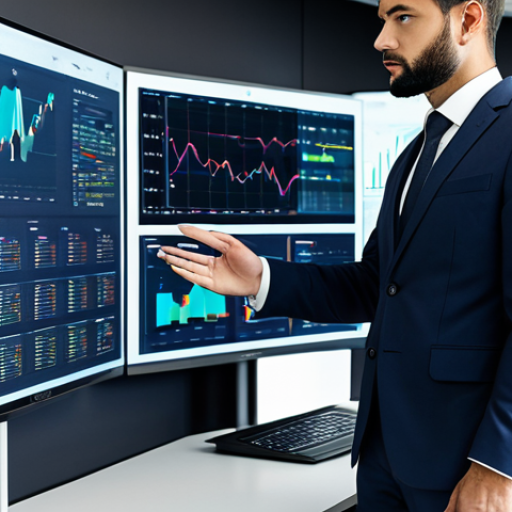 A professional Chartered Accountant in a modest business suit, fully clothed, appropriate attire, working diligently in a sleek, modern office. The background features large digital displays showing complex financial data visualizations and charts, with elements of AI and automation integrated into the workspace. The CA is interacting with a high-tech tablet and laptop, demonstrating strategic data analysis. Professional photography, high quality, studio lighting, sharp focus, natural pose, perfect anatomy, correct proportions, well-formed hands, proper finger count, natural body proportions, safe for work, appropriate content, fully clothed, professional.