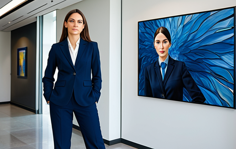 CPA 경영진과의 소통 전략 - **

A professional businesswoman in a modest, dark blue business suit, standing confidently in a mod...