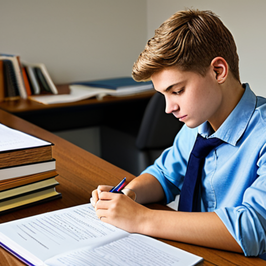 CPA 공부 계획표 작성하기 - **Subject:** A student deeply engrossed in studying CPA materials at a desk.
    **Clothing:** Casua...
