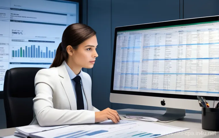 공인회계사 전문 분야 선택 - **Forensic Accounting Investigator**
    A focused, determined female forensic accountant, in her la...