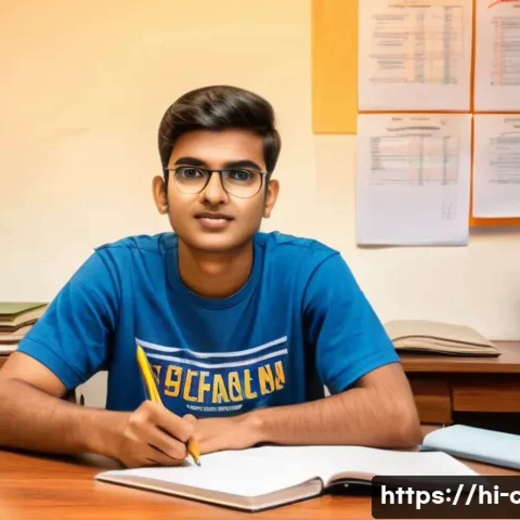 공인회계사 필수 서적 추천 - A focused young adult, around 19 years old, with a determined expression, sitting at a well-organize...