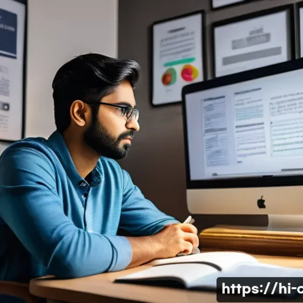 CPA 준비생 필수 사이트 - A focused young Indian professional studying CPA online at home, surrounded by multiple digital devi...