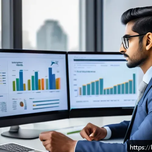 Home 32 CPA와 데이터 사이언스의 융합 - A modern financial analyst workspace showing a young Indian professional using Python and Tableau on...