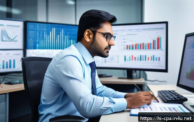 공인회계사 연봉 상승 요인 - A professional Indian public accountant in a modern office environment, wearing formal business atti...