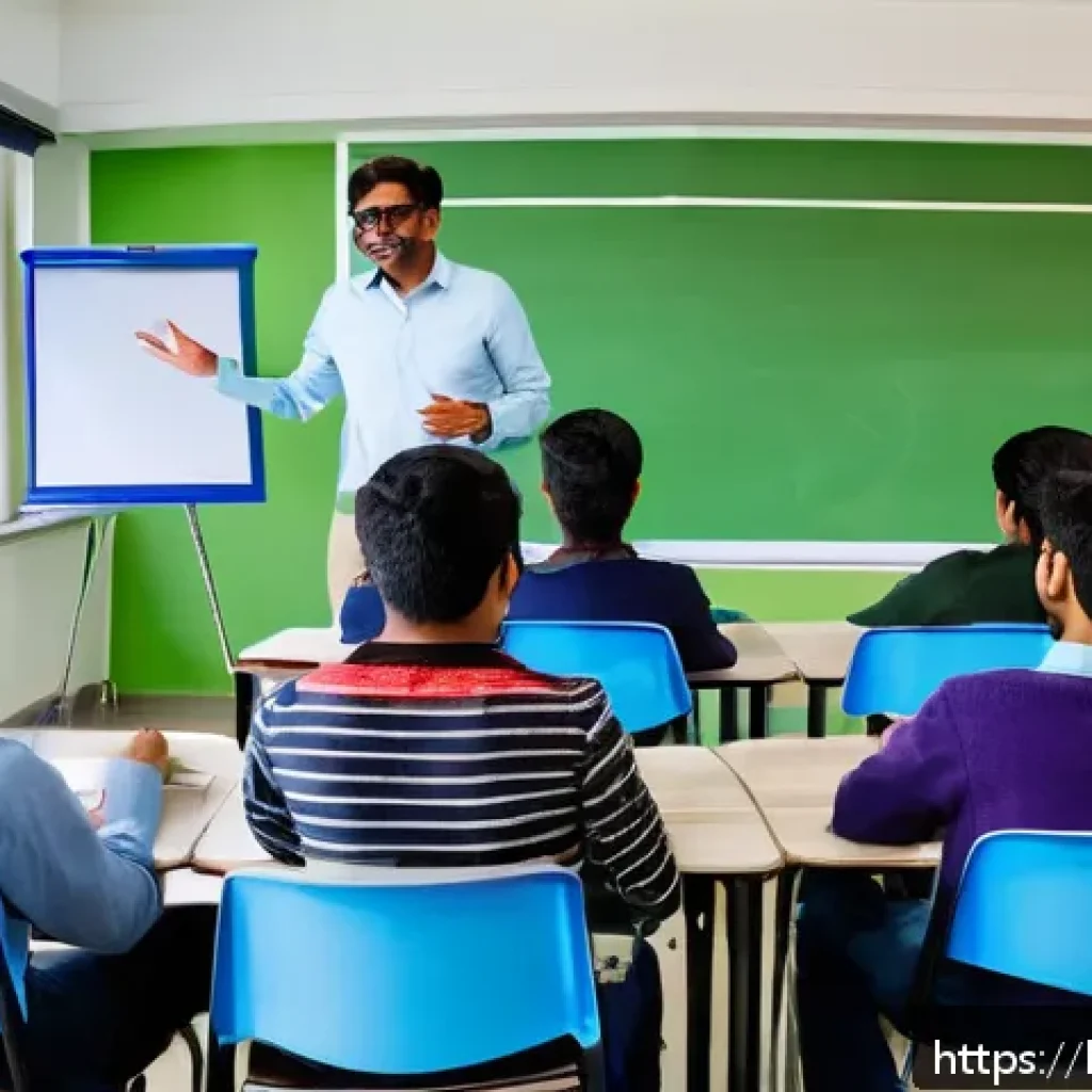 공인회계사 학원 선택 기준 - A modern CPA coaching classroom in India, featuring a diverse group of attentive adult students sitt...
