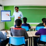 Home 23 공인회계사 학원 선택 기준 - A modern CPA coaching classroom in India, featuring a diverse group of attentive adult students sitt...